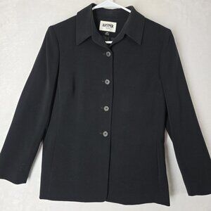Kasper Petite Black 4-Button Lined Blazer Jacket Shacket Womens Size 10P
